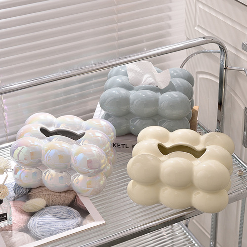 Milk fufu marshmallow ceramic tissue box living room coffee table paper box cream tissue box high-value storage box