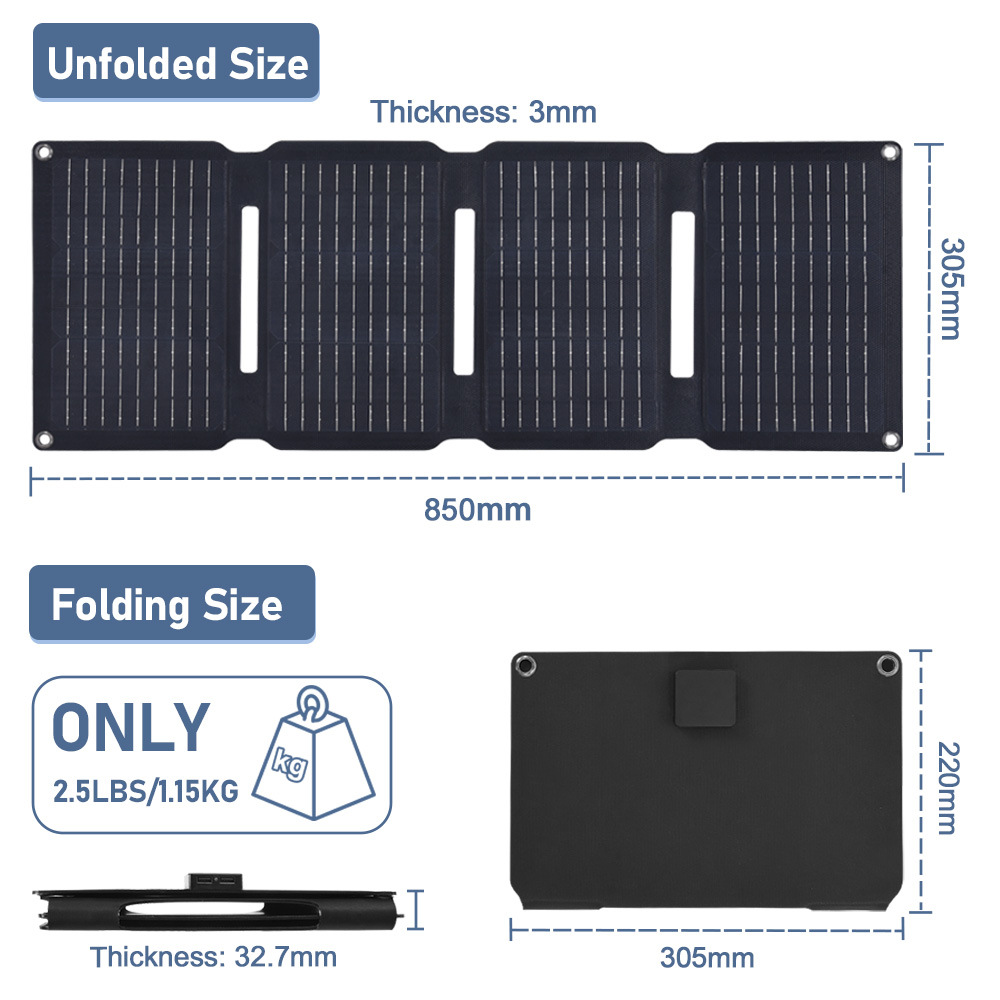 45W单晶硅一体化折叠太阳能板光伏板便携式太阳能充电板家用光伏
