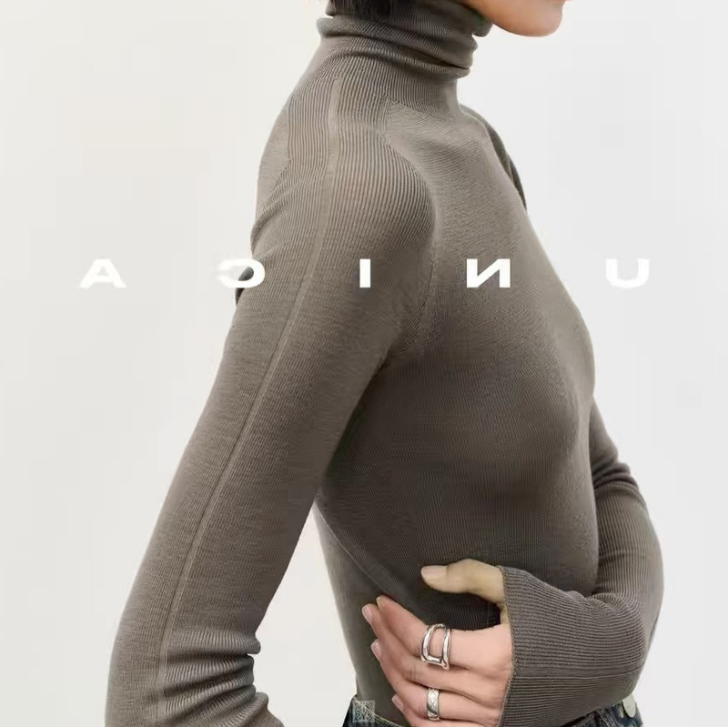 Collar Italian Imported Baruffa Worsted Wool Japanese Island Precision Seamless Knitted Bottoming Shirt