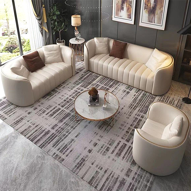 Designer Recommends Post-Modern Minimalist Sofa, Italian Light Luxury Leather Art Sofa, Hong Kong Style Sofa Combination Default Item