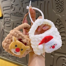 可爱卡通针织迷你零钱包圣诞节手工编织钥匙扣配饰批发创意收纳包