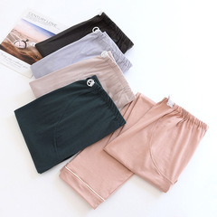 Knitted cotton maternity pants for spring and autumn, plus-size solid color maternity and postpartum home sleep pants, adjustable pants, winter postpartum pants