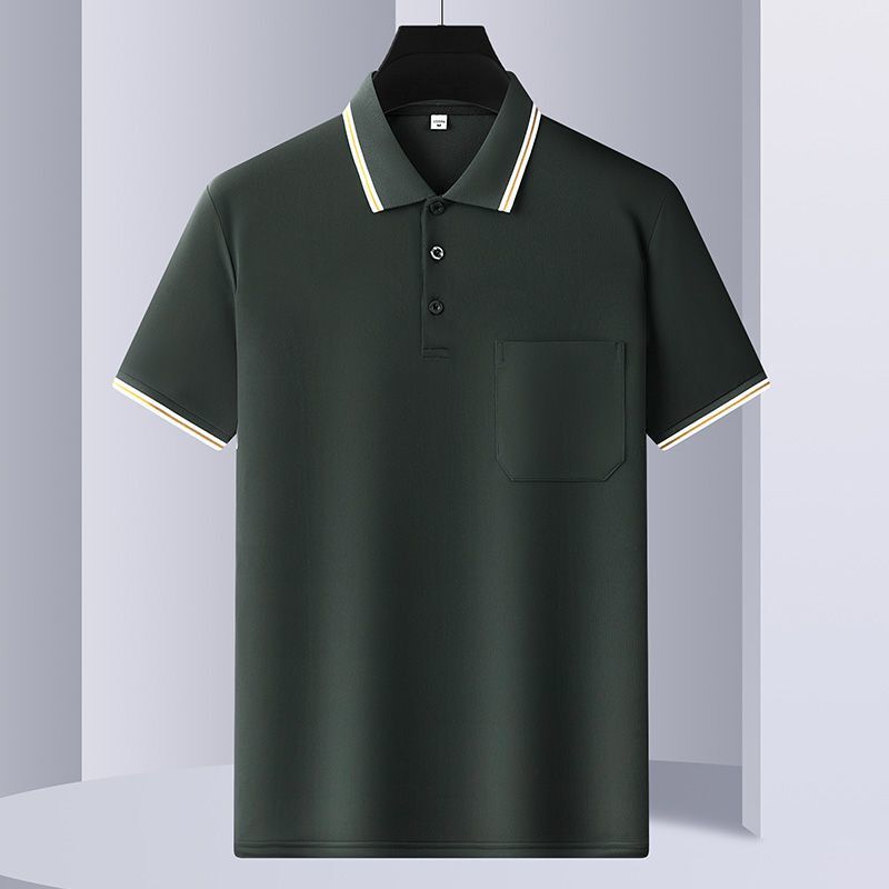 卸売りの新品の男性は半袖のtシャツのポケットのpoloシャツの速乾の氷の糸のお父さんをめくって高級な思いやりの夏を詰めます。|undefined