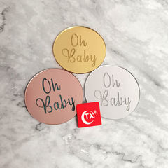 Amazon TX Oh Baby Round Mirror Acrylic Paper Cup Cake Decoration, Dessert Accessories, Hanger, Insert