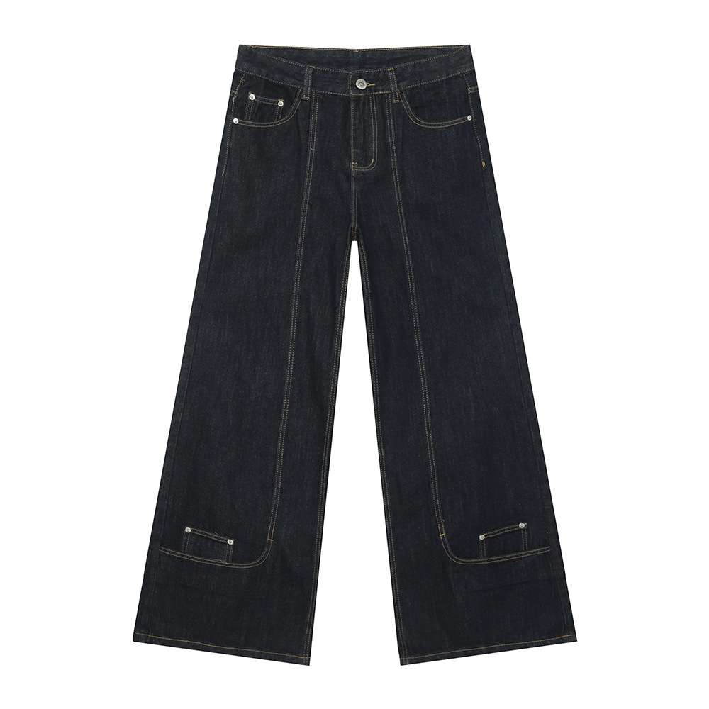 MTLCLOTHES Hombres| Nuevo otoño nicho personalidad anti-desaño deconstrucción de la tendencia de jeans de piernas anchas