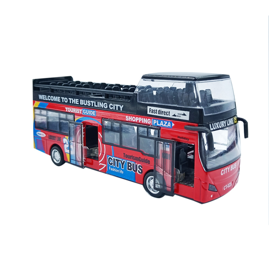 Large Alloy Double-Decker Bus Toy Back View