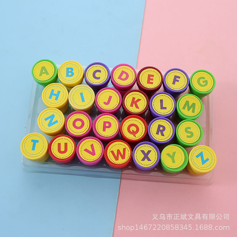 26 letras y números niños de juguete sello traje color grifo agua sello