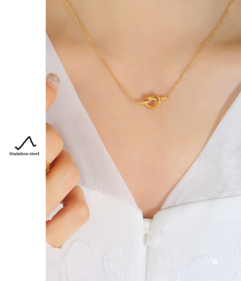 Style Simple Nouer Acier Au Titane Placage Plaqué Or 18k Collier display picture 5