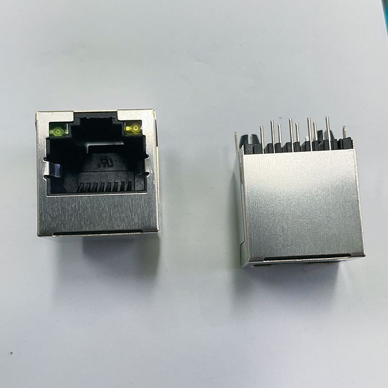 RJ45单口带灯插座 立式网口 屏蔽带灯180度 RJ45连接器