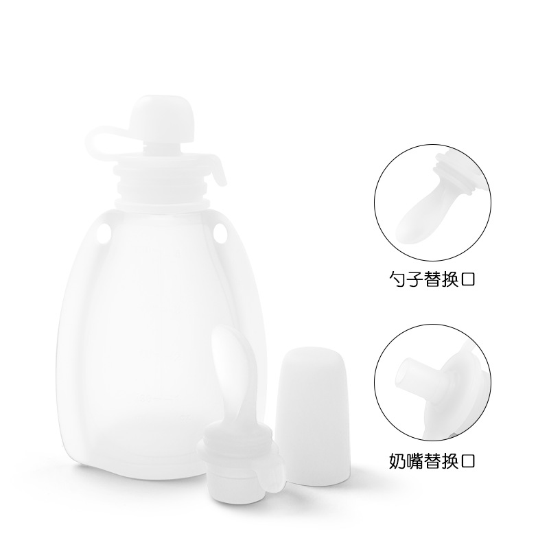 보조 식품 봉투 세트 120ml (병마개 뚜껑 + 스푼 헤드 + 더스트커버) # 원색 반투명