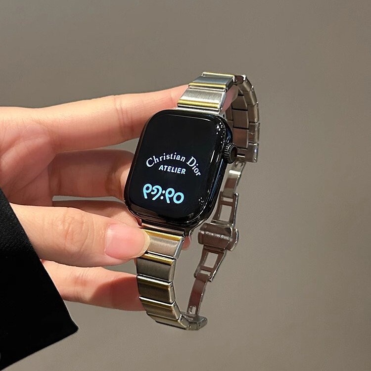 Apple Applewatch 時計ストラップに適しています。ステンレススチールの 1 ビーズエッジ iwatch スモールウエストバタフライバックルストラップ|undefined