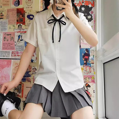 JK制服スーツ女性日系百合学院風半袖基礎金校供感シャツ百パートナーjkシャツ