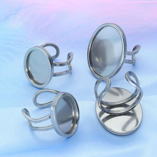New stainless steel ring empty support welding round basin Gem bottom support welding cutting opening adjustable ring DIY jewelry
