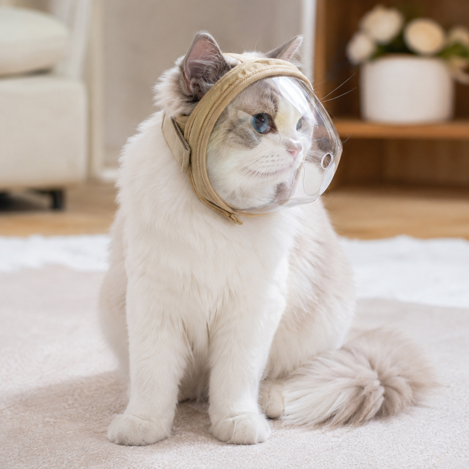 Pet Anti-Bite Headgear, Nail Trimming, Bathing, Grooming, Anti-Licking Restraint Muzzle, Multi-Hole Breathable, All-Season Model