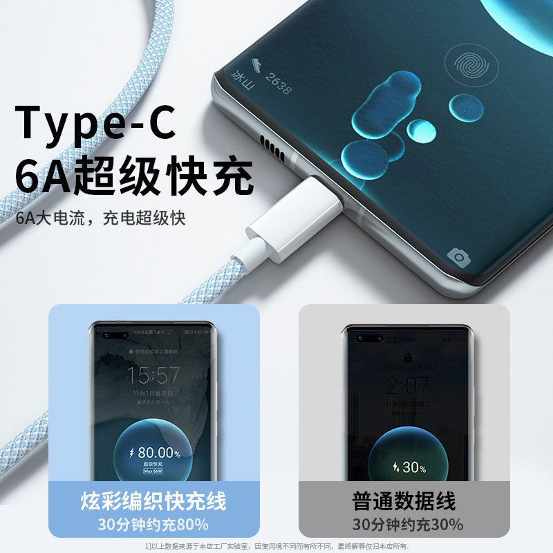 三合一66w快充数据线一拖三充电线适用苹果安卓华为typec手机通用|undefined