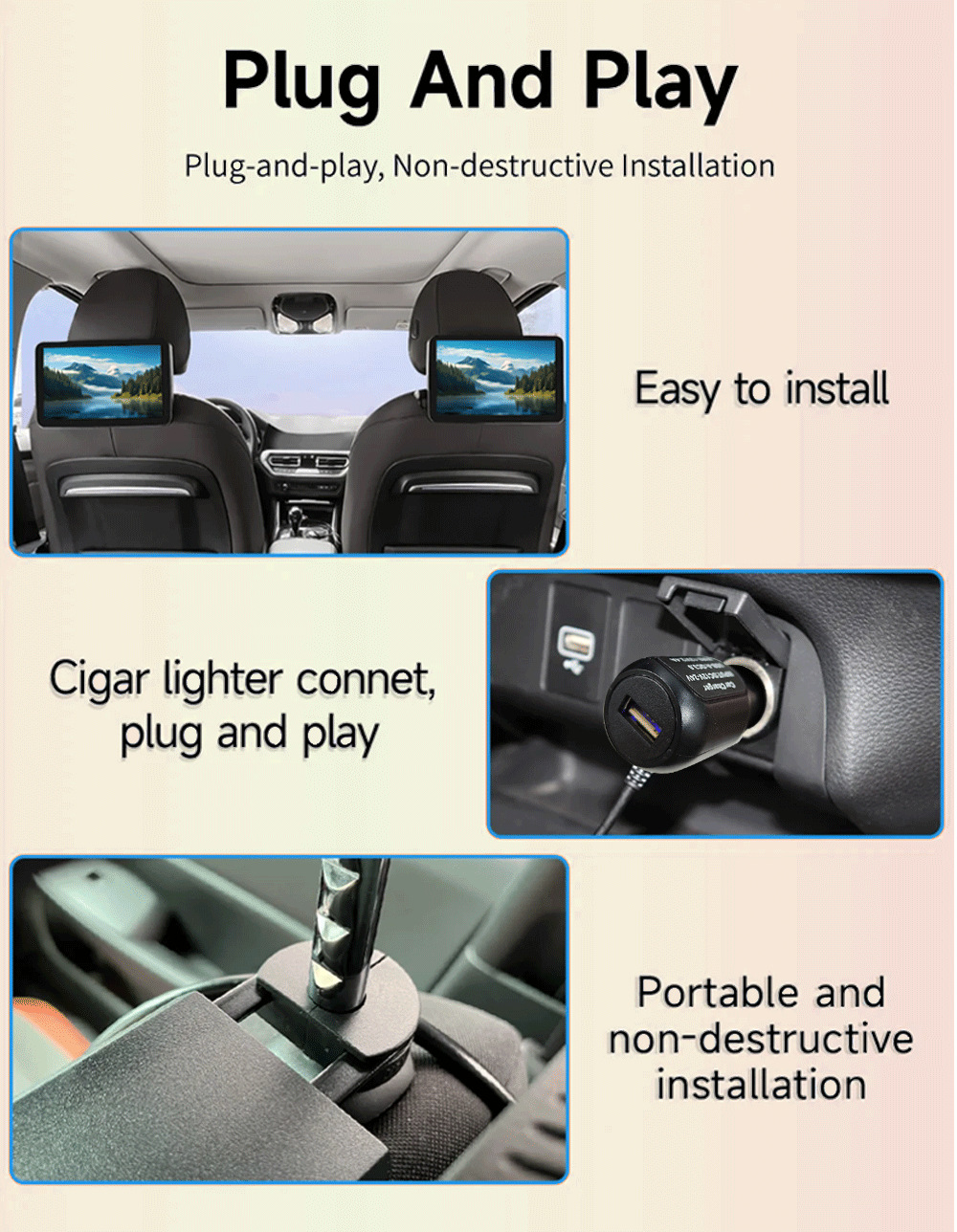 Android universal plug-in headrest display 10.1-inch HD IPSMP5 car rear entertainment system player