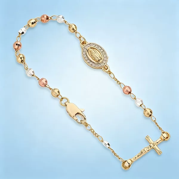 Cross-Border Hot-Selling Cross-Shaped Diamond-Encrusted Bead Chain Bracelet for Women, Color-Preserving, Full of Diamonds, Colorful, Light Luxury, High-End Feel, Fashionable Gift for Women