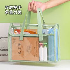 厂家批发PVC防水中小学生科目袋手提补习袋透明考试文件袋子试卷