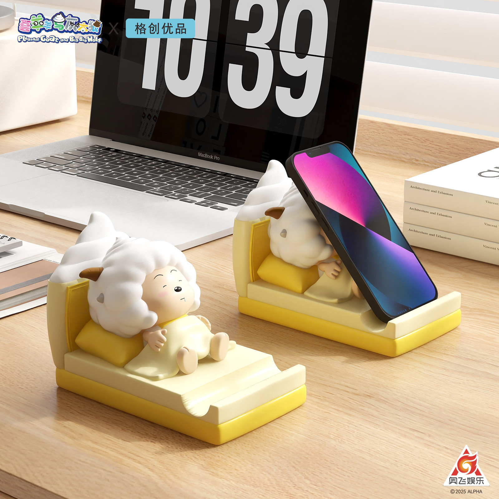 Creative Desktop Cute Lazy Sheep Mobile Phone Tablet Holder Stable Anti-Slip Base Pleasant Goat and Big Bad Wolf Ornaments