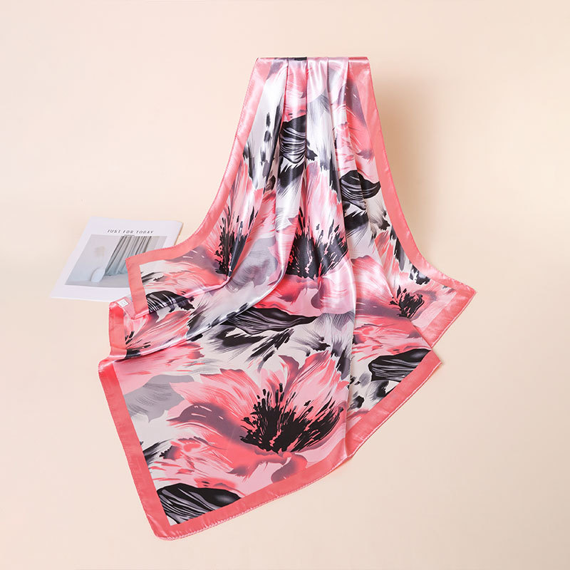 Square Satin Silk Scarf Trendy Versatile Shawl For Women_voghion.com