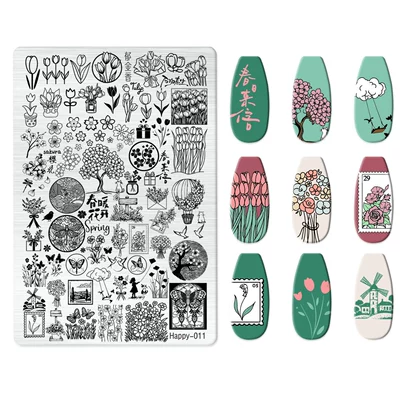 Dırnaq bəzəkləri, Plate Kt Cat Nail Art - happy-011-with-back-plate