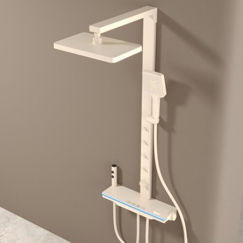 Smart Home Waist Spray Shower Set Home Gun Gray Milk White Bathroom Digital Display Ambience Light Shower