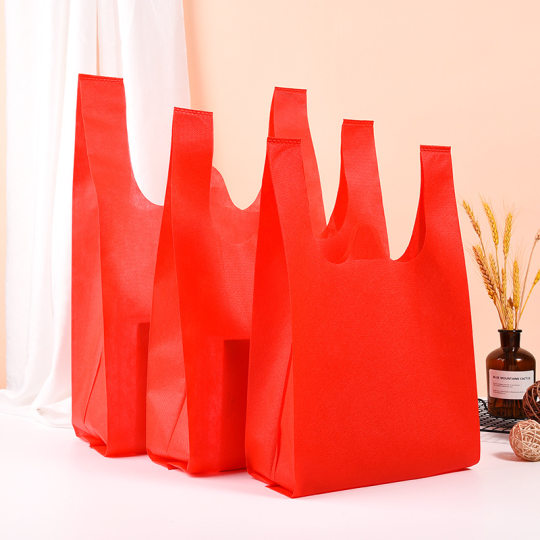 Non-woven bag vest bag disposable supermarket shopping bag environmental protection vest bag color printing advertising bag customization