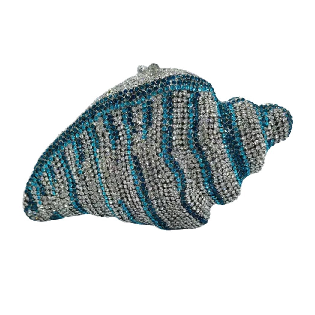 547g Weight Synthetic Leather Lining Material Rhinestone Fashion Element Magnetic Buckle Closure Type / Strap Type Evening Bag Bags Type Holiday, Party Occasion Metal Material Conch Pattern All Seasons Season Women's Gender Elegant Style Other Shape Small Size Metal Conch Rhinestone Evening Bags 无