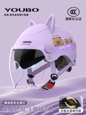 Seasons, Summer Sun Protection Safety Helmet, Motosiklet kaskı (dəbilqə) - 3c-dual-mirror-cat-ear-style-purple-hd-dual-mirrors-safety-tail-light-new-national-standard-class-a-one-size
