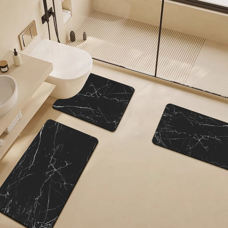 Alfombra de barro de diatomeas simple, alfombrilla de baño de secado rápido absorbente de agua especial, alfombrilla de baño de tres piezas antideslizante y resistente a la suciedad