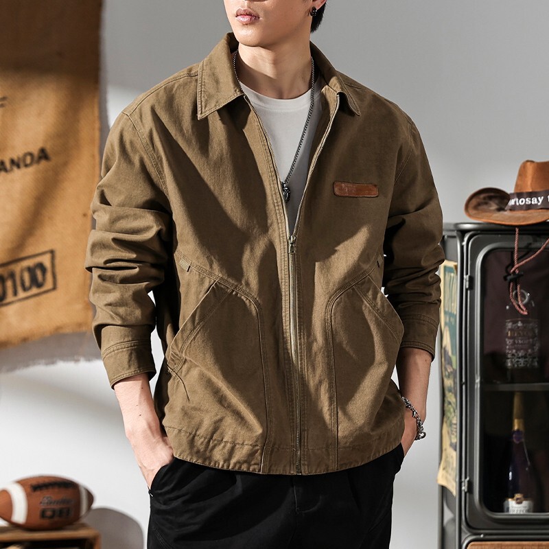 Winter interplanetary travel Detroit cotton-padded workwear jacket American retro canvas hunting wear khaki thick coat for men