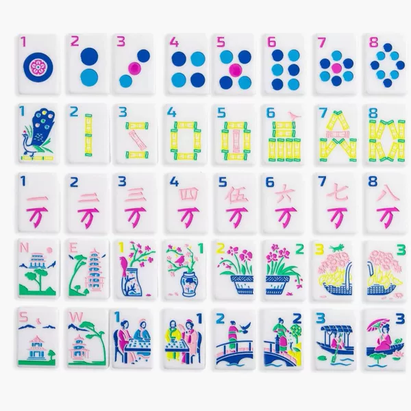 In stock: American Mahjong high-quality acrylic set with exquisite patterns, perfect for home use and as a gift, creative design