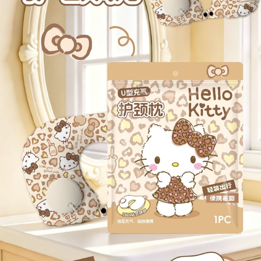 ヒョウ柄ハローキティ インフレータブル U 字型枕 JLHJ-130