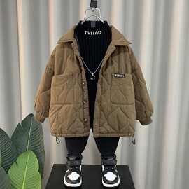 儿童装男童棉衣加绒外套秋冬季205新款加厚夹棉服冬装宝宝保暖潮