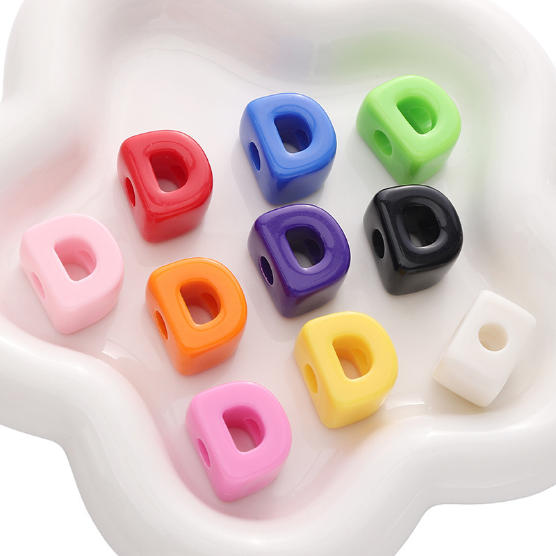 10個のアクリルの大きい穴のデジタルのアルファベットの玉の部品のdiyの手作りのブレスレットの携帯電話のチェーンの装飾品の部品