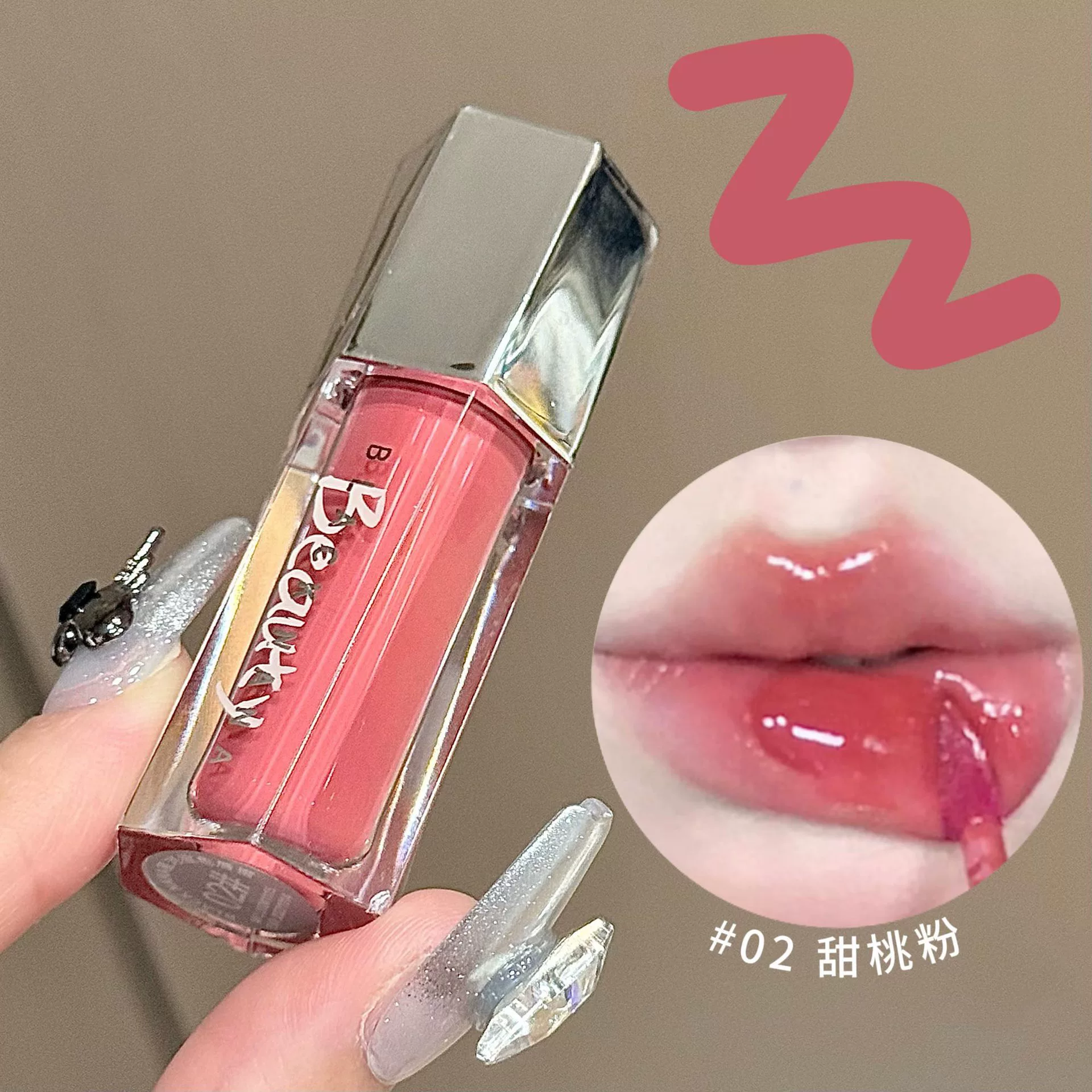 Vitaminised lip gloss, lipstick, face blush, mirror effect
