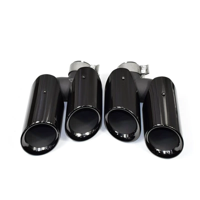 Suitable for Porsche macan sports three-layer four-out tail throat Maca GTS exhaust pipe modification round mouth square mouth (Exhaust pipe) - 14-17-years-gts-bright-black-mouth