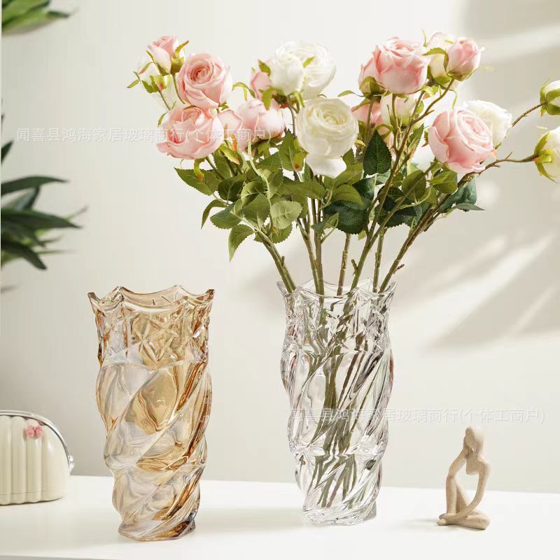 ヨーロッパのインターネットセレブの厚みのある軽い高級クリスタルガラスの花瓶、水で育てた花、フラワーアレンジメント、バラ、ユリ、リビングルームのテーブル装飾|undefined
