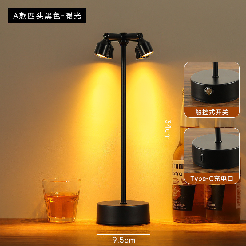 バー雰囲気テーブルランプクリアバーテーブルランプレストラン充電式ナイトライト双頭ハイポール釘付けカードホルダー|undefined