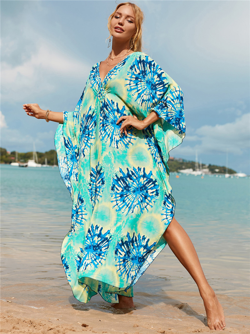 224g Weight Sunscreen Shirt Outerwear Type 3/4 Length Sleeve Sleeve Length Polyester Fabric Type Long Top Length V Neck Neckline Printing, Leopard Pattern Spring&Summer Season Women's Gender Vacation, Beach Style Women's Printing Leopard Vacation Beach Cover Ups 100