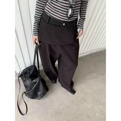 韩系气质裙围设计直筒阔腿裤女2025秋季新爆款小众屁帘百搭休闲裤