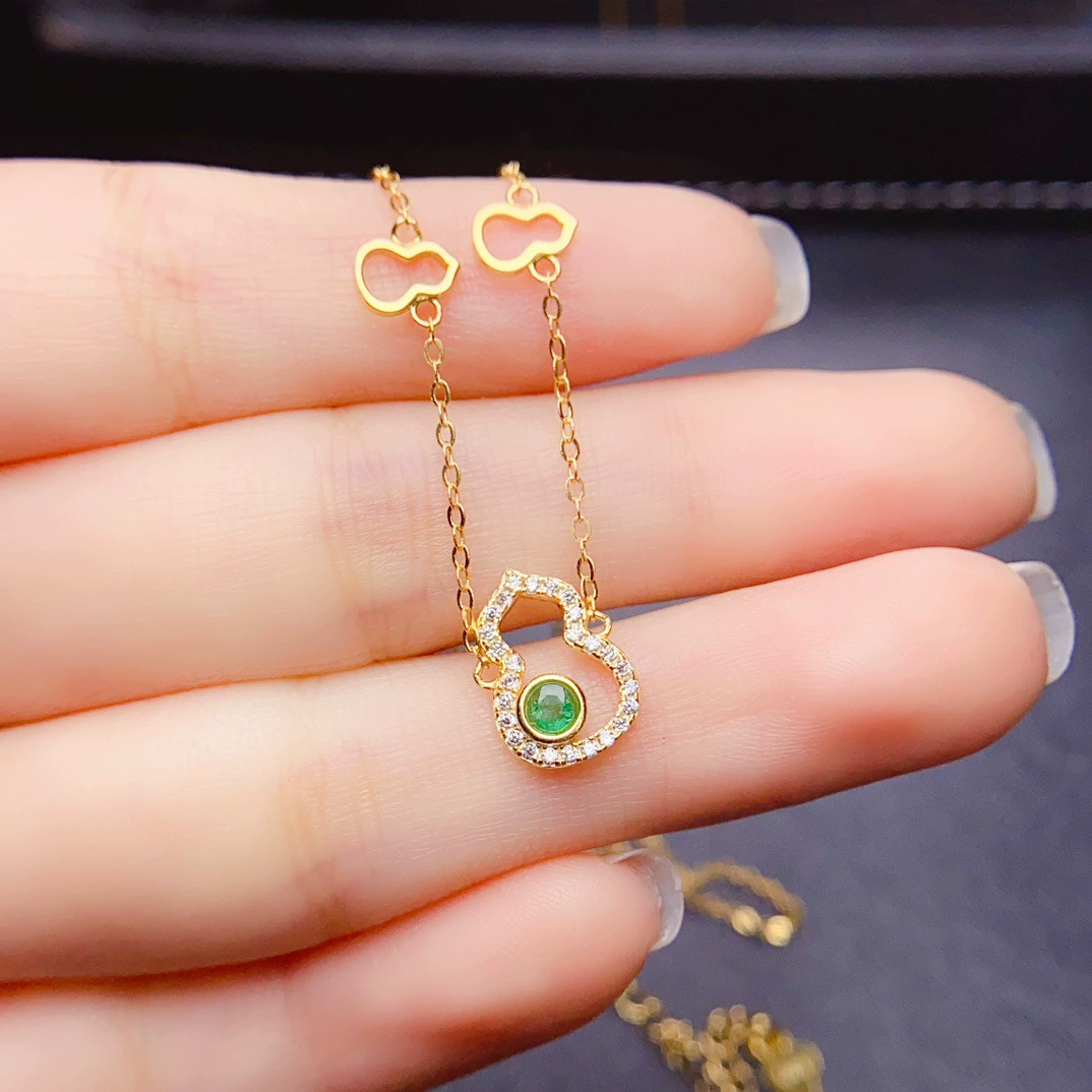 Новый натуральный изумрудный ожерелье S925 Серебряный инкрустированный основной камень 3*3 мм дикий сетчатый красный женский декор оптом