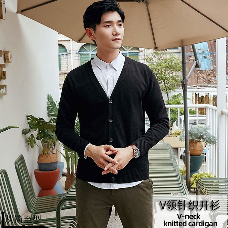 Wholesale Men's Autumn and Winter Pure Cotton Men's Sweater Knitted Cardigan Slim Fit Long-Sleeved Korean Style Casual Jacket Wholesale Men's Autumn and Winter Pure Cotton Men's Sweater Knitted Cardigan Slim Fit Long-Sleeved Korean Style Casual Jacket