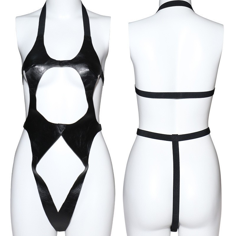 SM Bondage Restraint Set with Metal Clamps, Black Faux Leather and Spandex Wearable Kit — detail image 38