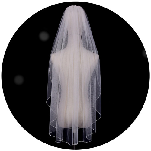 Youlapan new bridal short hand-sewn beaded crystal pearl veil hair comb foreign trade beaded veil V107