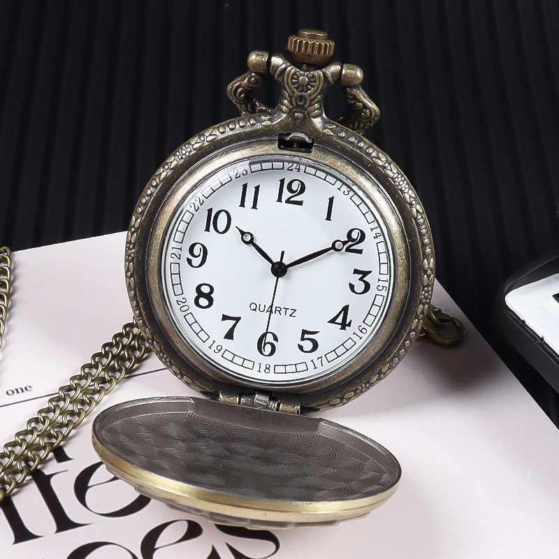 Retro Flip pocket watch classic collection gift men's and women's necklace quartz watch large digital elderly Wall watch student exam