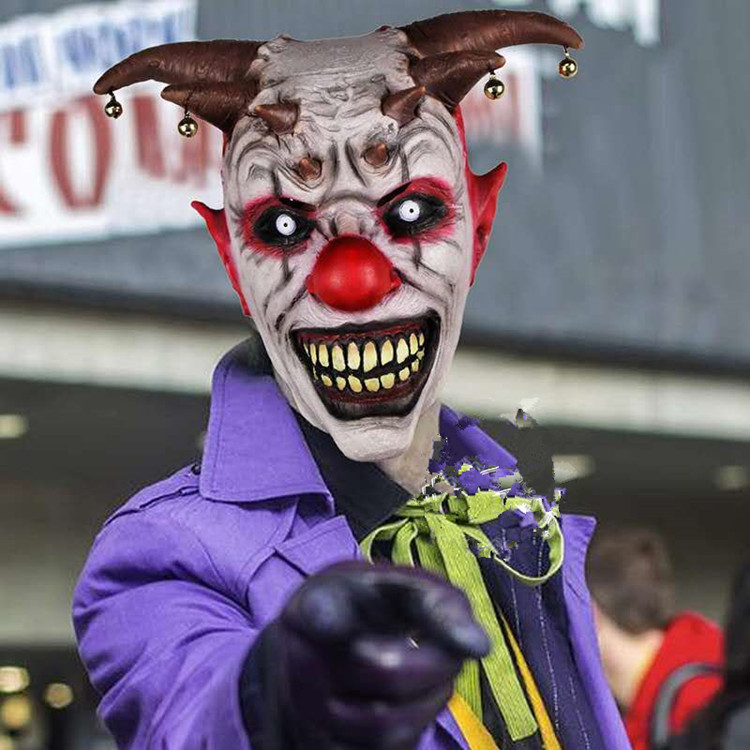 Horror campana payaso de látex sombrero de Halloween sonrisa máscara de payaso mascarada Festival accesorios de rendimiento