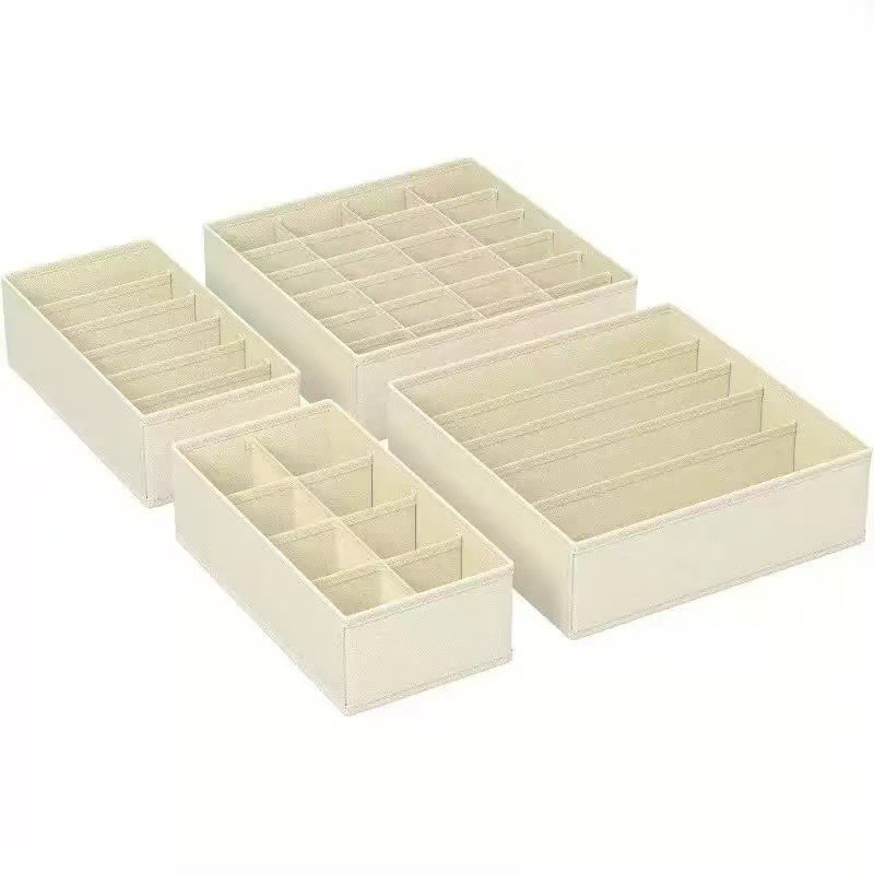 Foldable Household Underwear Storage Box with Compartments, Wardrobe Bra and Sock Storage Grid, Drawer-Style Organizing Box