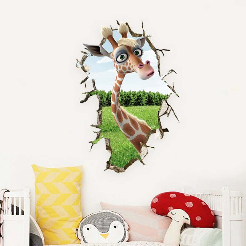 Креативный стильный 3D черезстенный зонд жираф гостиная спальня фон украшение стены наклейка самоклеящаяся наклейка