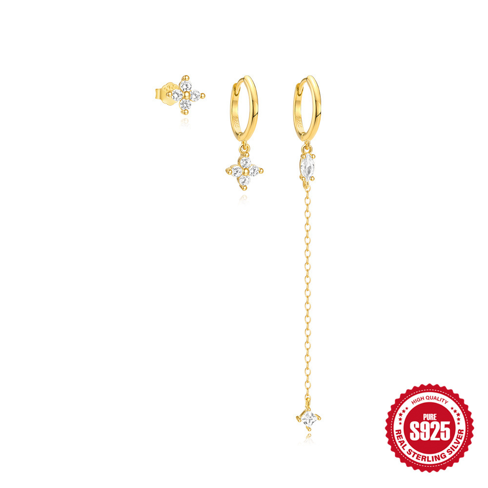 Moda europea y americana s925 plata de ley ins borla de cadena con incrustaciones de diamantes